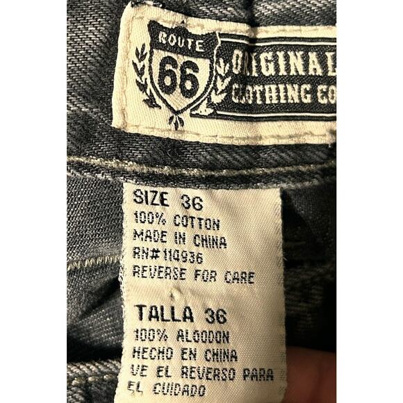 Vtg Y2K Route 66 Denim Shorts Mens Sz 36 Washed Out Black Wide Leg Baggy Skater - Picture 3 of 7